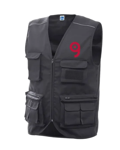 Gilet multitasche Chrome con zip, riflettenti e porta badge
