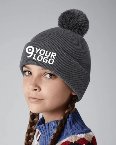 Berretto Junior Pom Pom in maglia doppio strato
