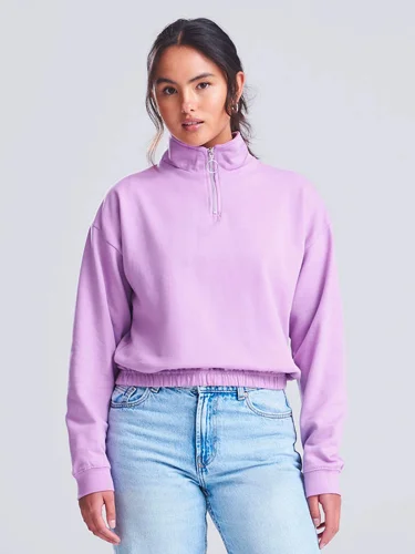 Felpa corta donna ½ zip cotone-poliestere girocollo 280g/m²