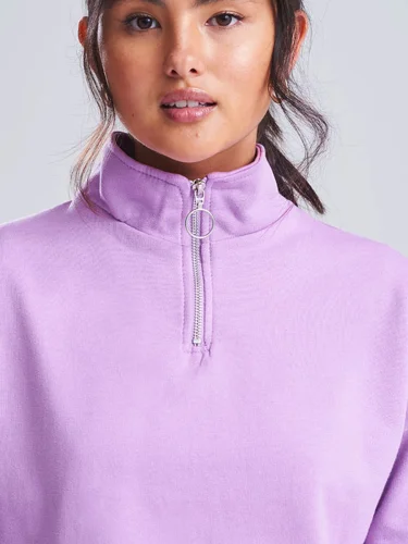 Felpa corta donna ½ zip cotone-poliestere girocollo 280g/m²