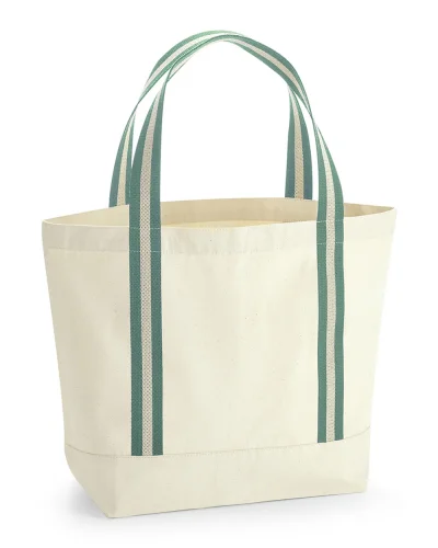 Borsa barca EarthAware Organic 100% Cotone, 36x36x16cm, Naturale Natural/Sage Green