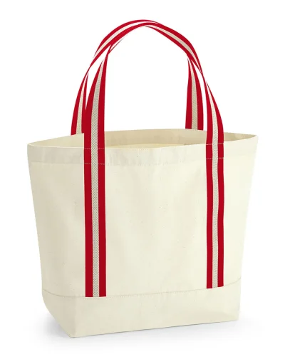 Borsa barca EarthAware Organic 100% Cotone, 36x36x16cm, Naturale Natural/Classic Red