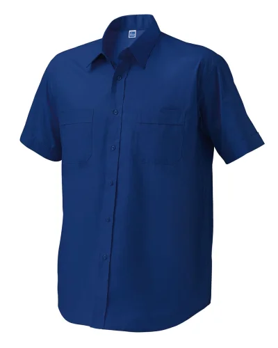 Camicia da lavoro King uomo in cotone popeline, manica corta Bluette