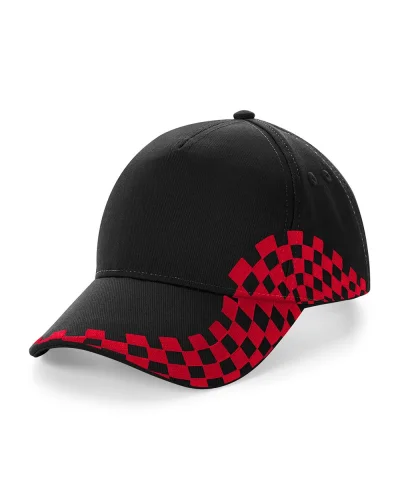 Cappellino Grand Prix 5 pannelli cotone ricamato, regolabile Black/classic red