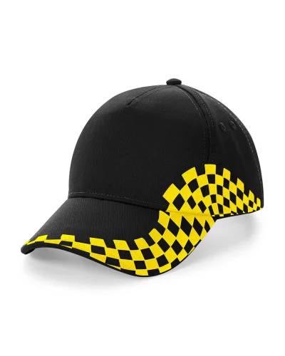 Cappellino Grand Prix 5 pannelli cotone ricamato, regolabile Black/yellow