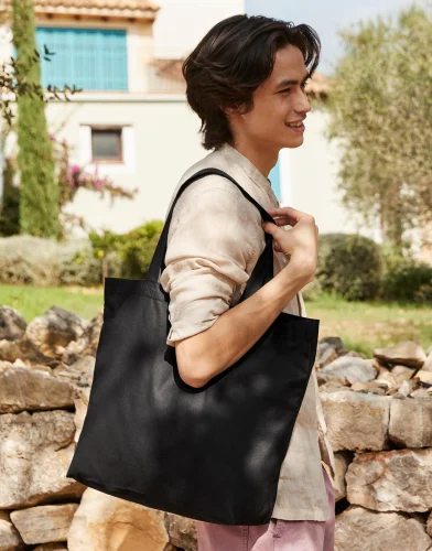 Maxi Tote Shopper  cotone biologico, naturale eco Black