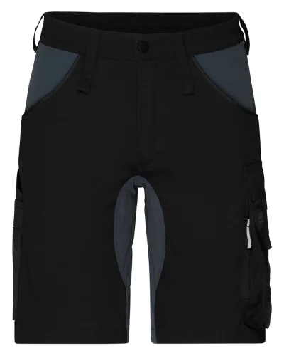 Pantaloncini da lavoro slim fit elastici e funzionali Black / Carbon