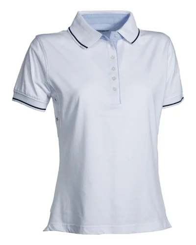 Polo Donna Leeds Cotone Leggero Manica Corta Bianco/Blu Navy