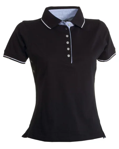 Polo Donna Leeds Cotone Leggero Manica Corta Nero