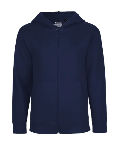 Felpa nera bambino XS 100% cotone cappuccio zip | Navy