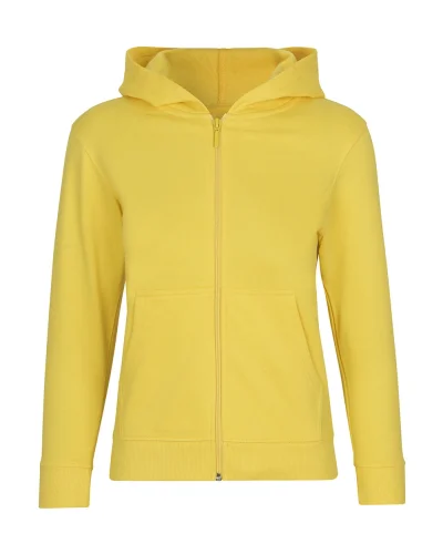 Felpa nera bambino XS 100% cotone cappuccio zip | Yellow