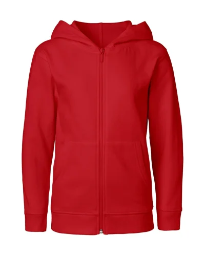 Felpa nera bambino XS 100% cotone cappuccio zip | Red