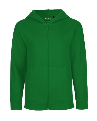 Felpa nera bambino XS 100% cotone cappuccio zip | Green