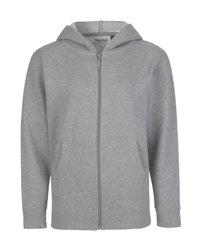 Felpa nera bambino XS 100% cotone cappuccio zip | Sport Grey