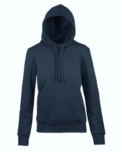 Felpa donna nera con zip e cappuccio , cotone 70%, regular Blu