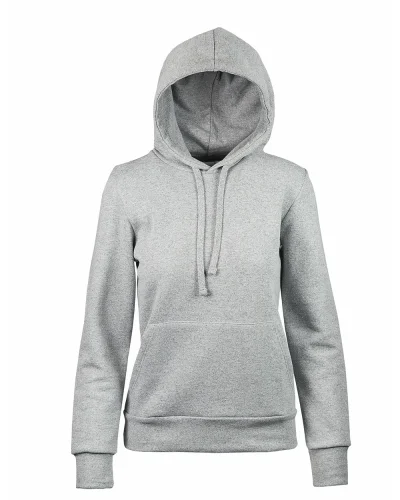 Felpa donna nera con zip e cappuccio , cotone 70%, regular Cenere