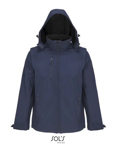 Falcon Giacca Softshell Uomo, Cappuccio Staccabile Blu Abisso