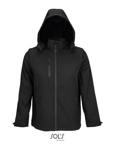 Falcon Giacca Softshell Uomo, Cappuccio Staccabile Nero