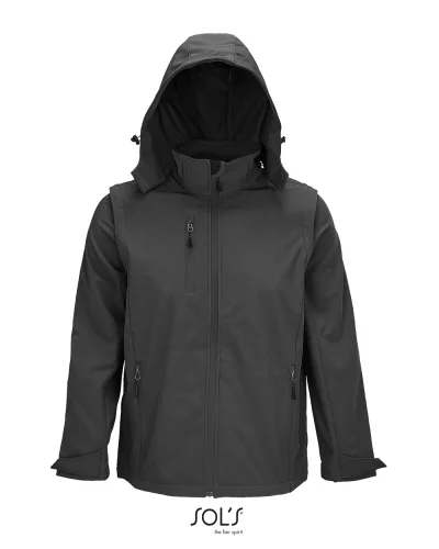 Falcon Giacca Softshell Uomo, Cappuccio Staccabile Antracite