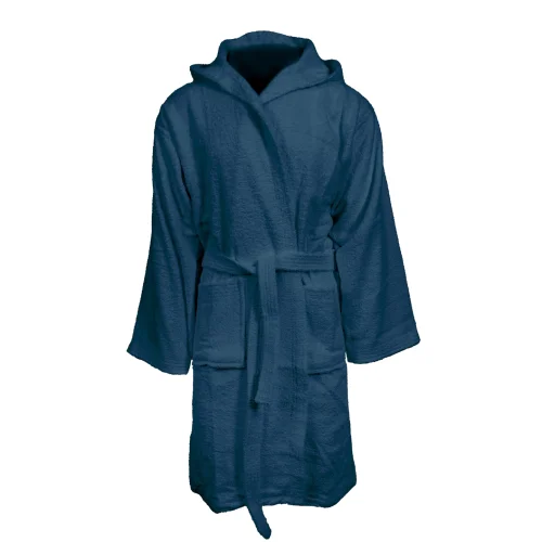 Accappatoio Unisex 100% Cotone con Cappuccio Navy