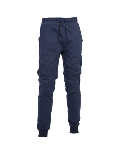 Orlando Man: Pantalone felpa cotone, vita elastica, tasche zip Navy