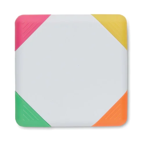 SQUARIE Set 4 evidenziatori colorati in ABS con custodia 8x8 cm