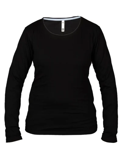 T-shirt donna manica lunga Giamaica 100% cotone casual fit Black