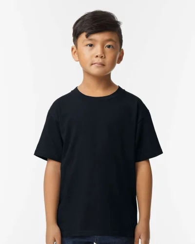 T-shirt Softstyle ragazzi 100% cotone, girocollo, no label Pitch Black