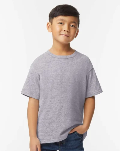 T-shirt Softstyle ragazzi 100% cotone, girocollo, no label Sport Grey