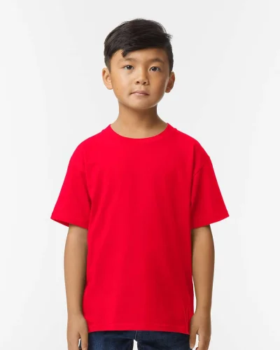 T-shirt Softstyle ragazzi 100% cotone, girocollo, no label Rosso