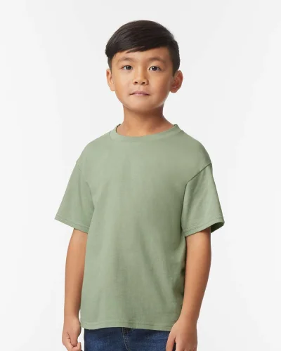 T-shirt Softstyle ragazzi 100% cotone, girocollo, no label Sage