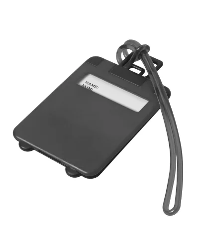 Targhetta valigia Taggy in plastica 5,5x9cm con cordoncino gomma