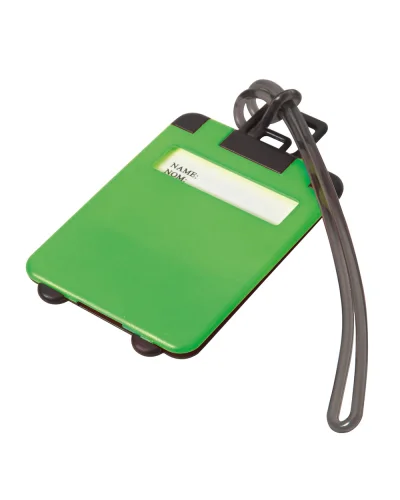 Targhetta valigia Taggy in plastica 5,5x9cm con cordoncino gomma