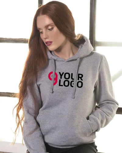 Felpa donna nera con zip e cappuccio , cotone 70%, regular