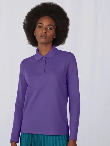 Polo Donna B&C My Polo 180, manica lunga, 100% cotone