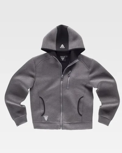 Felpa bicolore Uomo  con zip, cappuccio e dettagli riflettenti GREY / BLACK