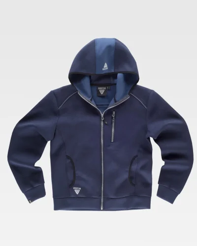 Felpa bicolore Uomo  con zip, cappuccio e dettagli riflettenti
