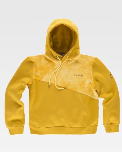 Tyer Felpa con Cappuccio Tie Dye Bicolore 100% Cotone Ricamata Giallo