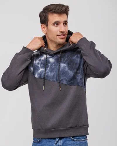 Tyer Felpa con Cappuccio Tie Dye Bicolore 100% Cotone Ricamata