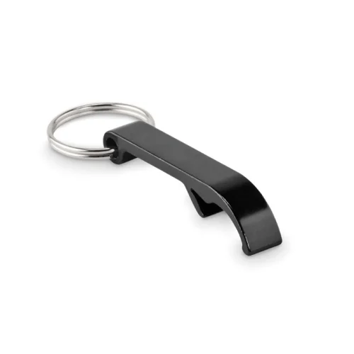 OVIKEY Apribottiglie portachiavi alluminio riciclato lucido 7,5cm Nero
