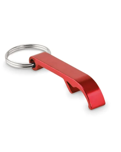 OVIKEY Apribottiglie portachiavi alluminio riciclato lucido 7,5cm Rosso