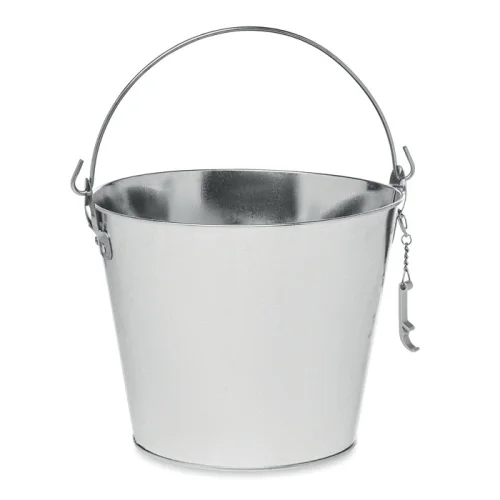 BUCKY Secchio Birra Metallo 4L con Manici e Apribottiglie Argento