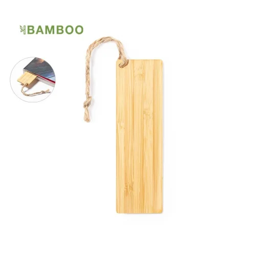 Segnalibro in bambù Momo , eco, robusto, con cordoncino juta Senza colore