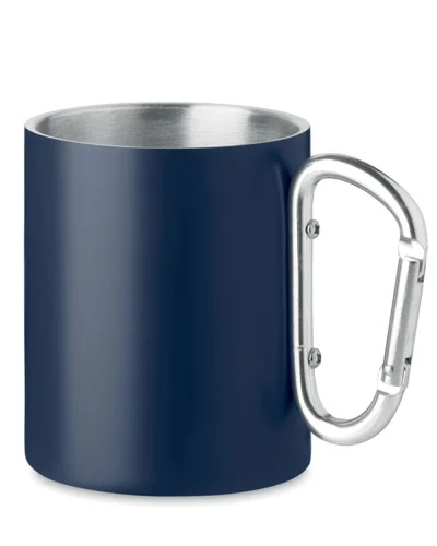 TRUMBA Tazza Acciaio Inox Doppio Strato con Moschettone 300ml Francese Navy