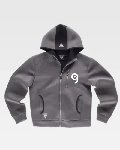 Felpa bicolore Uomo  con zip, cappuccio e dettagli riflettenti