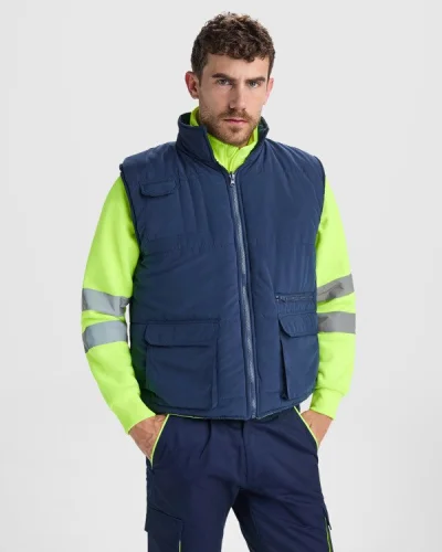 Persei Gilet Alta Visibilità Reversibile Multitasche Giallo Fluo