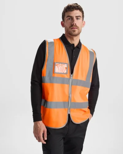Gilet alta visibilità Polux con zip e tasca porta badge