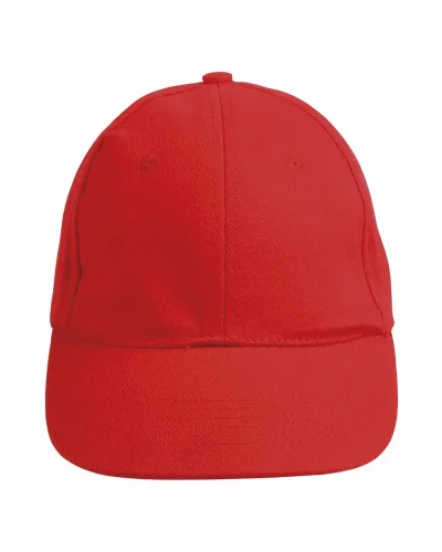 Cappellino multicolor cotone pesante, 6 pannelli, taglia unica Rosso