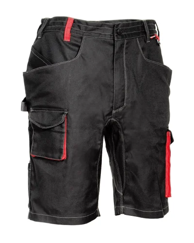 Pantaloni corti multitasche da lavoro Liegi resistenti Nero/rosso
