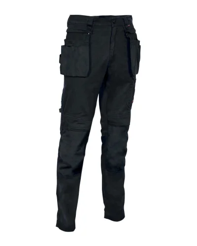Kudus pantaloni da lavoro elasticizzati, resistenti e comodi Nero/Nero